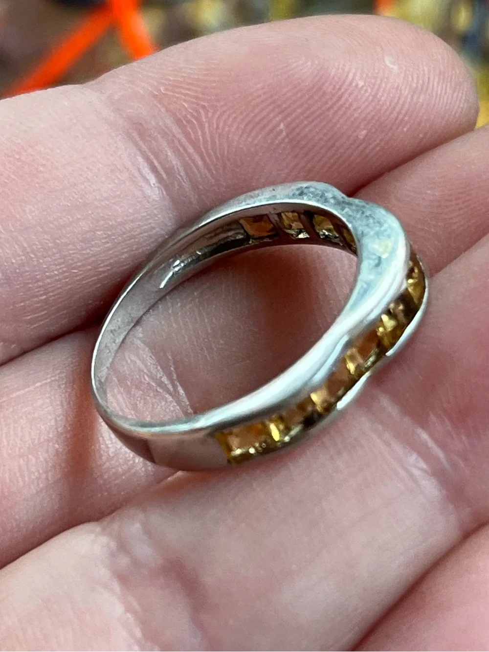 Vintage Sterling Silver 925 Citrine Channel Cut Size 7.5 Ring - Picture 5 of 7